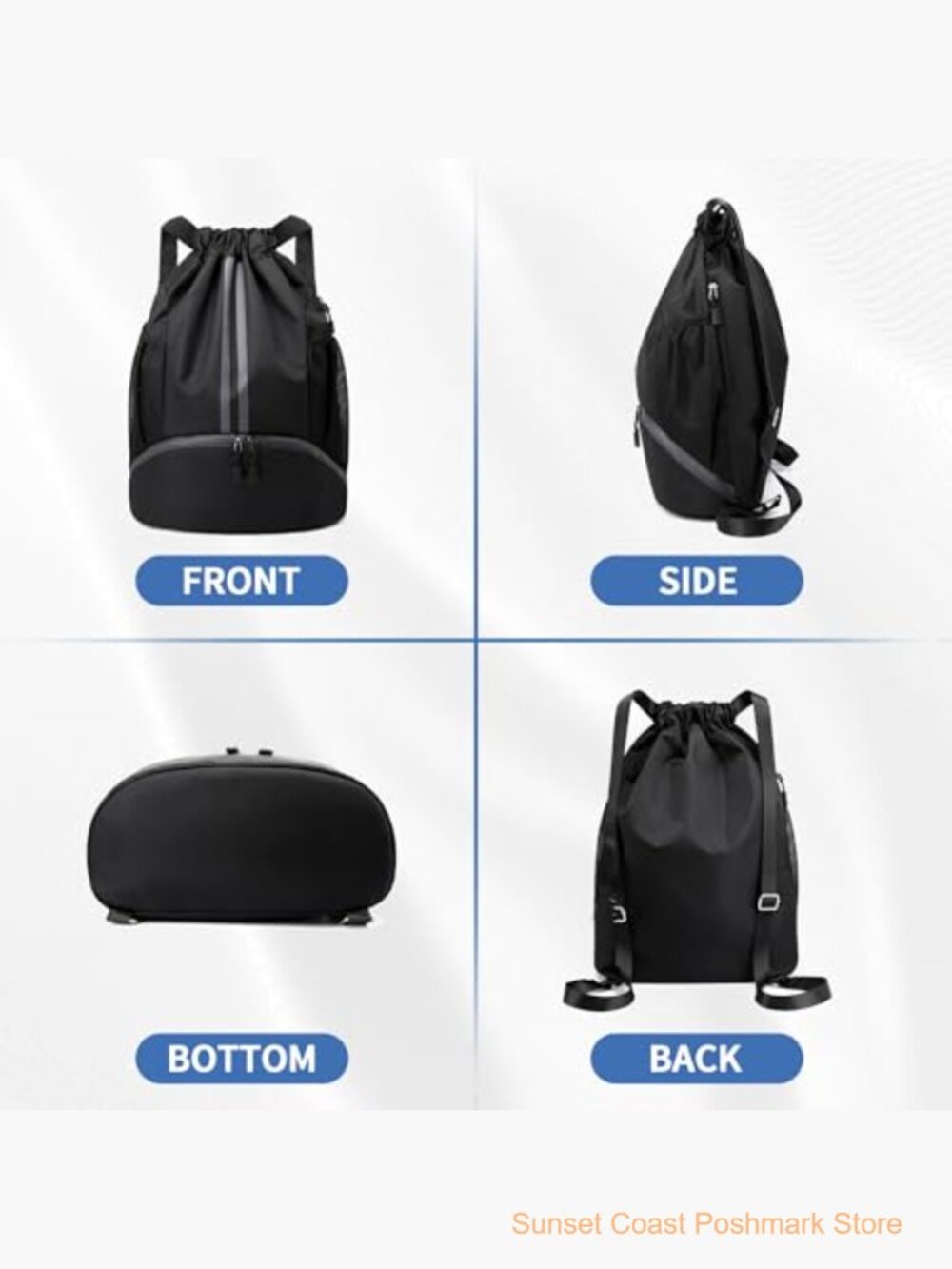 Water-Resistant Drawstring Backpack with Shoe Compartment - Picture 6 of 7
